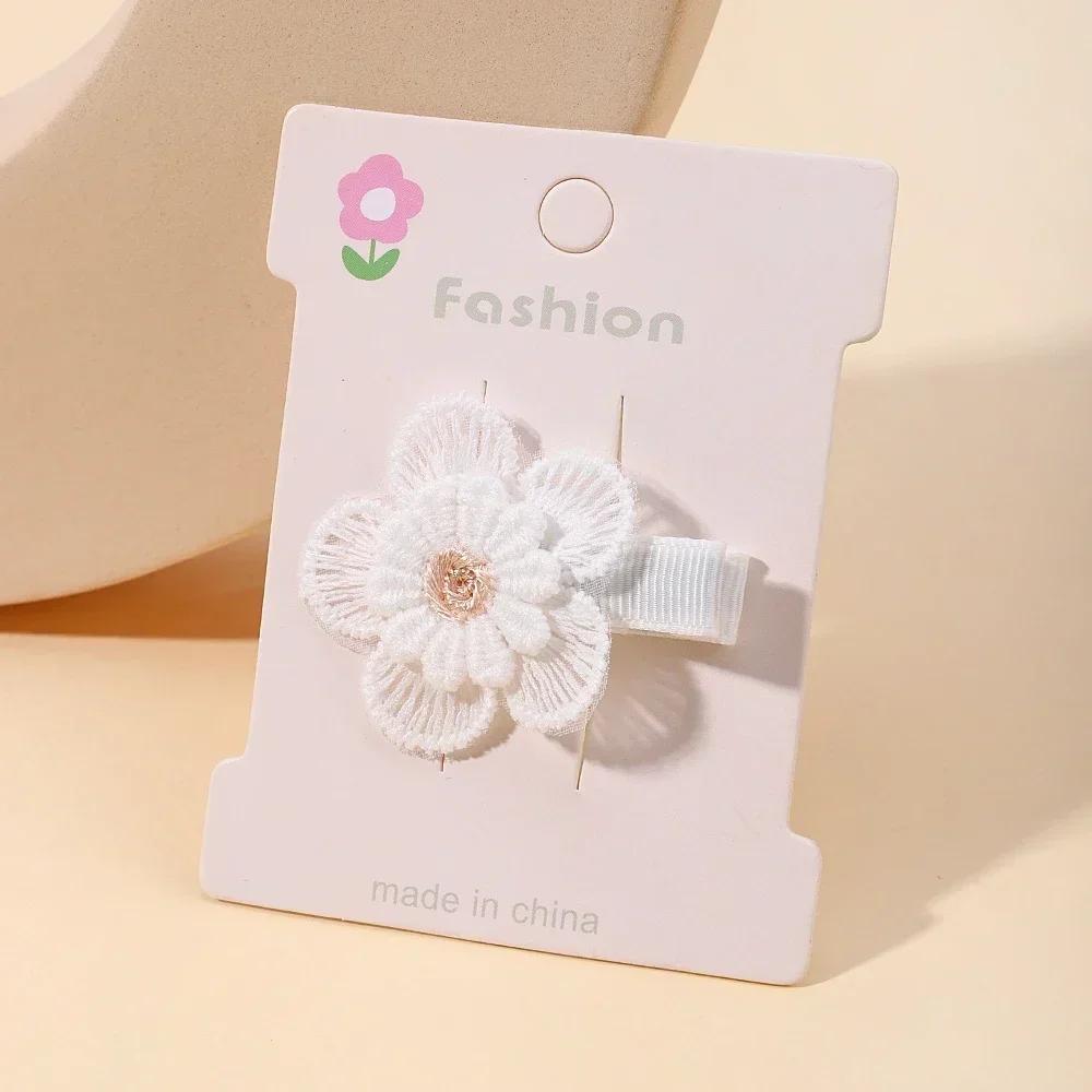 1/2/5 set Ins Daisy Flower Hair Clips Baby Girl Hairpins for Kids Lace White Barette Princess Hooks Infant Accessories Korean