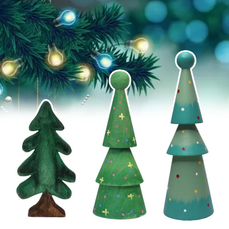 Beautiful Handcrafted Wooden Christmas Tree Decoration Gift For Festive Table Display