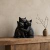 Artistic Cat Sculpture 3D Printed Black Figurine, Three Hugging Geometric Statue, Durable Ornament Modern Animal Shape for Home Office Bookshelf