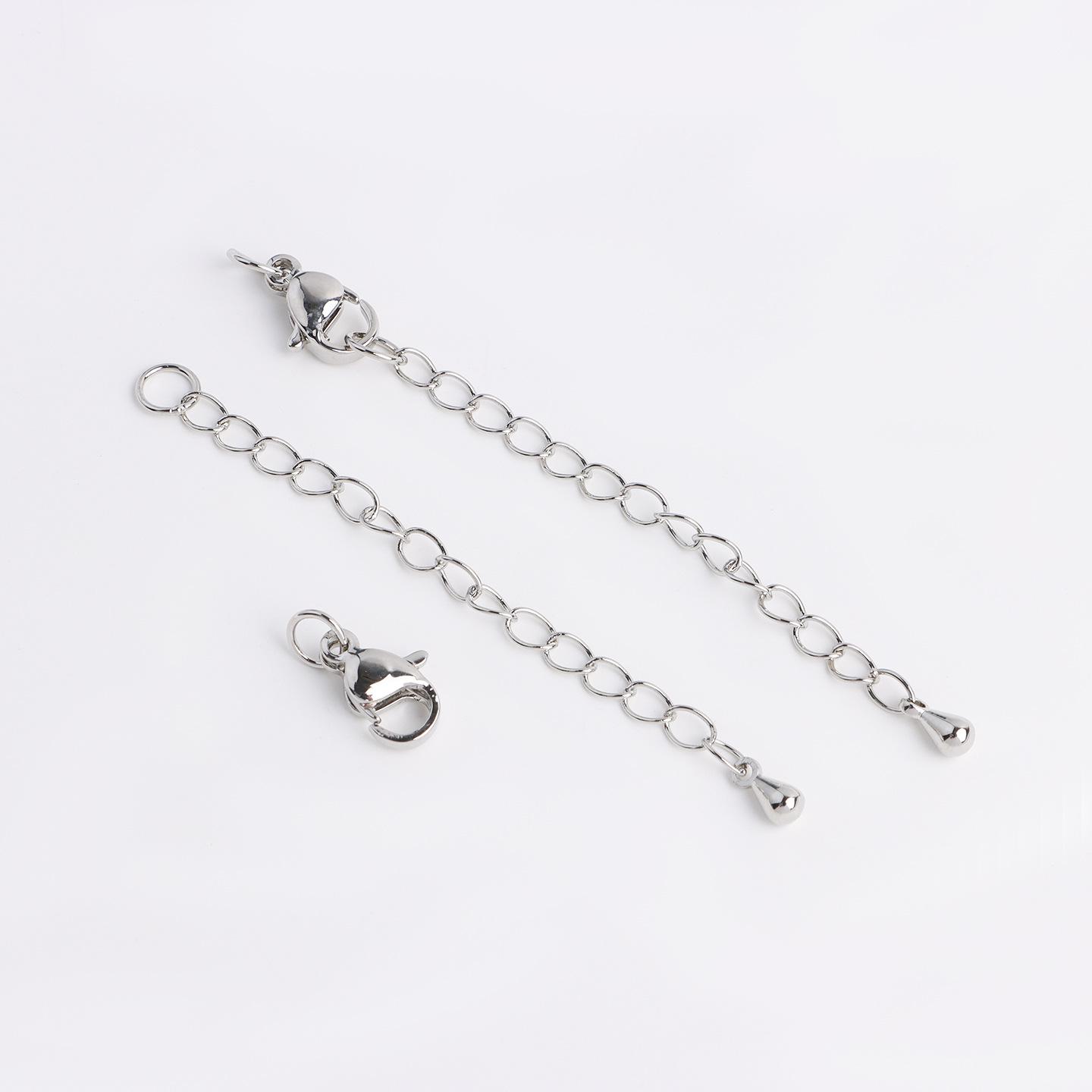 18K Gold-Plated Copper Water Drop Star Lobster Clasp Extension Chain with Pearl Clasp for DIY Accessories