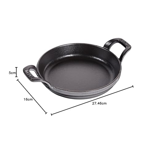 Staub "Round Stackable Dish, Gray, Round, 16cm" Enamel and Iron Gratin Dish [Official Japanese Product] Dish 40509-552