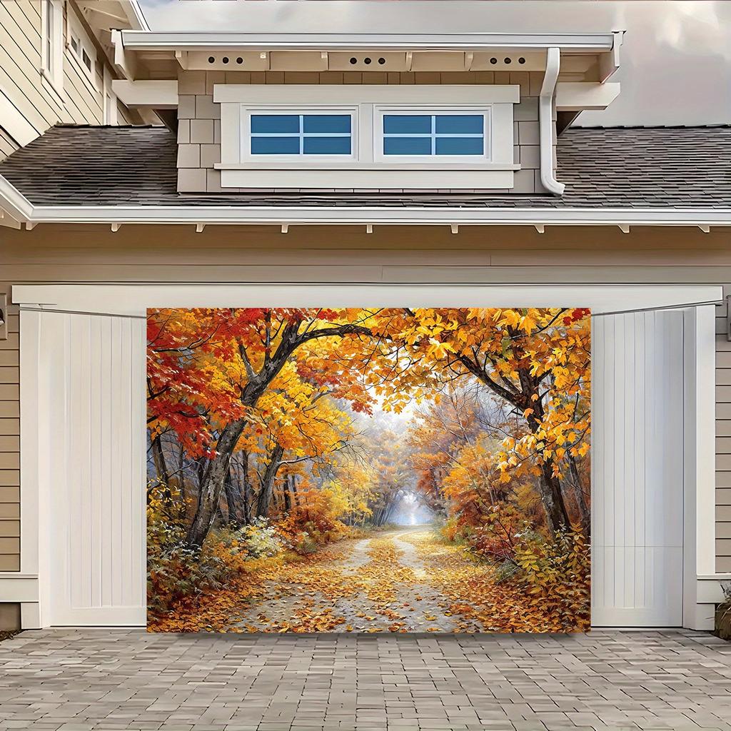 1 piece of autumn forest path leaf scenery photography background cloth party banner artistic romantic autumn forest path