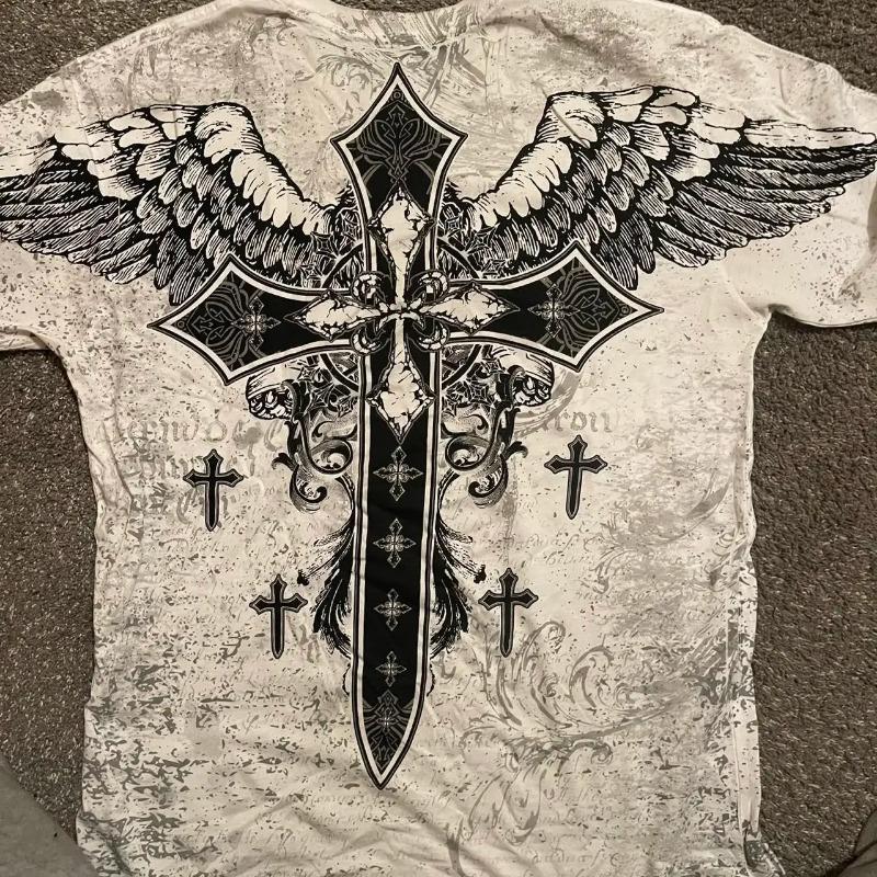 T-shirt da uomo estiva 3D stampata in stile Street Gothic, taglia grande. Tessuto Morbido e Traspirante Adatto per l'Uso Quotidiano