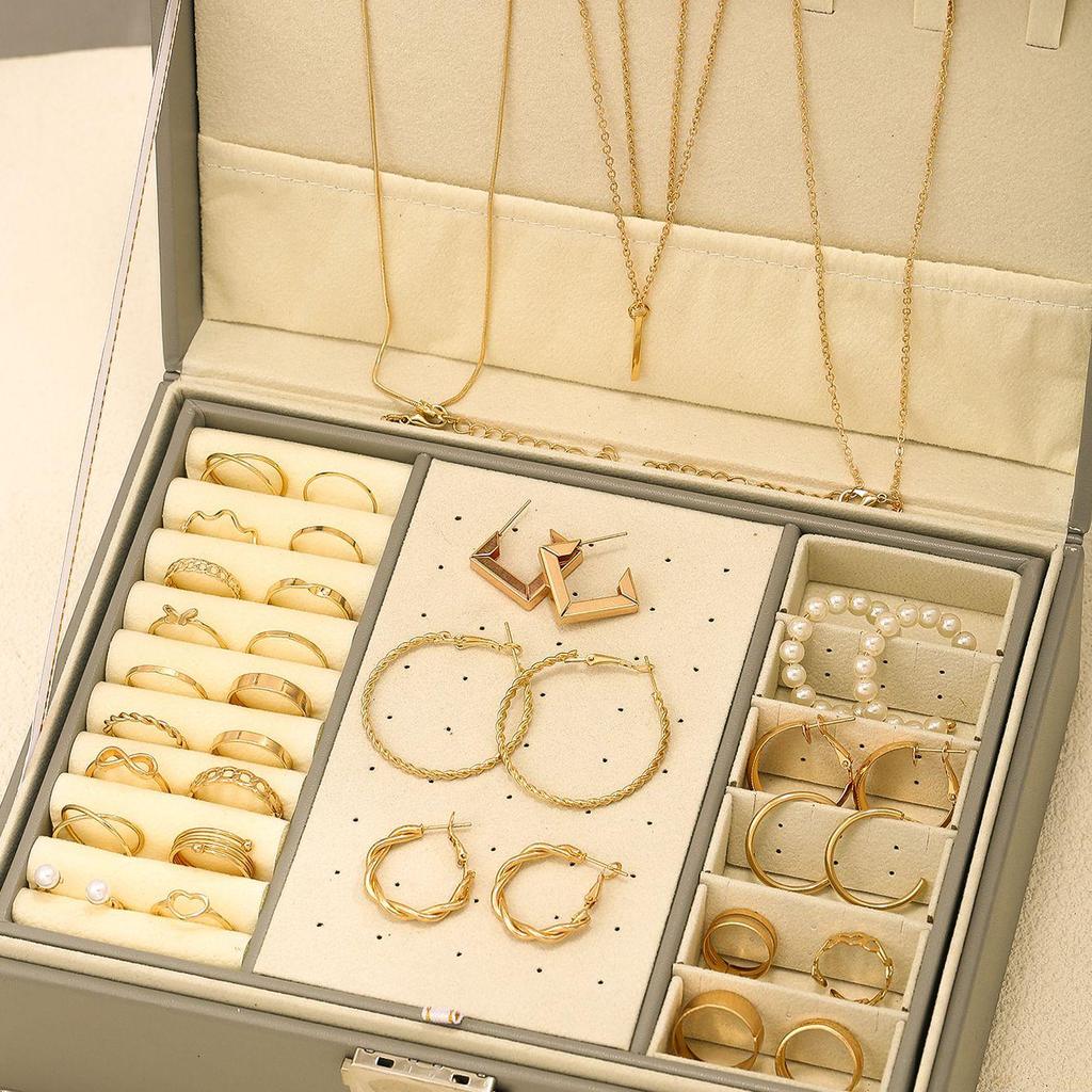 115-Piece Gold Atmospheric Ring Earring Set (European & American Design, No Box)