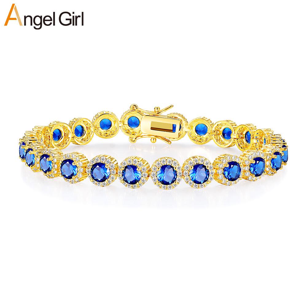 8mm Gold Tennis Bracelet with Copper Inlay and Figure Eight Clasp