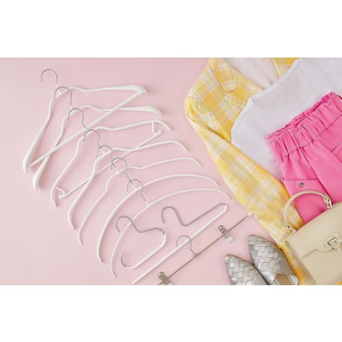 MAWA German Non-Slip Hangers, Economical, 40 Pieces, Set of 10, White, 10-Year Warranty