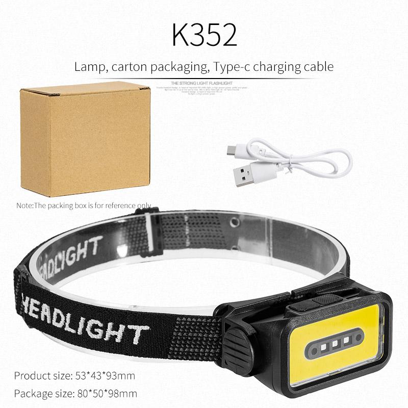 USB Rechargeable Headlamp Portable LED Headlight Built in Battery Torch Portable Working Light Fishing Camping Head Light