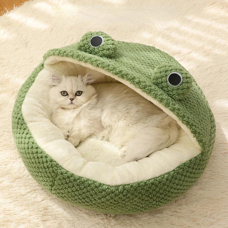 

New Small Frog Pet Nest Series Semi-closed Cat Nest Autumn and Winter Warm Plush House Dog Nest 40x40cm
