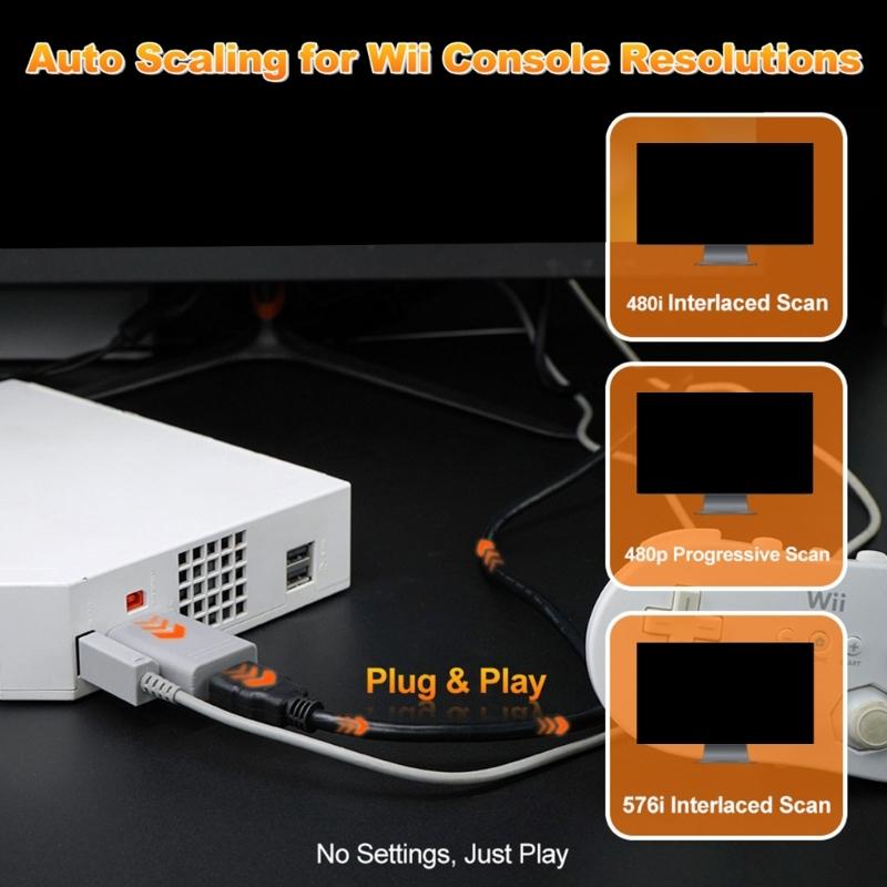 Adapter with Indicator for Game Console Converter 480i/480p/576i Output for PC HDTV Monitor Gaming Accessory