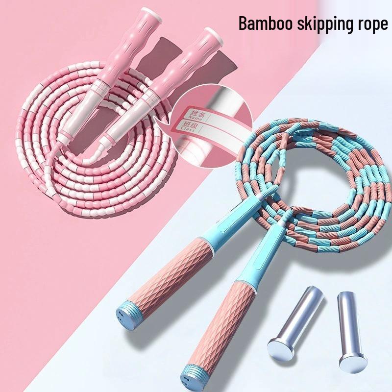 Adjustable No-Tangle Speed Jump Rope with Soft Beads for Primary & Secondary Students - Durable Bamboo Sections, Ideal for Beginners.