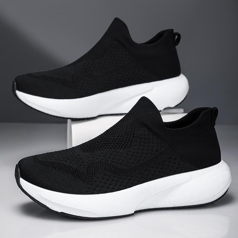 Women's Black Sport Shoes Men Casual Lightweight Slip On Walking Socks Shoes Couple Jogging Sneakers Plus Size