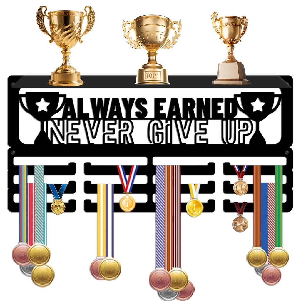 Wrought Wall Mounted Rack with Hooks - Award Display and for Medals, Ribbons, Keys - JH26146