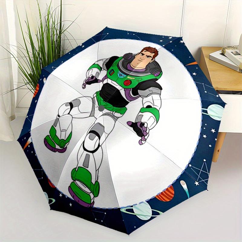 1pc Buzz Lightyear Automatic Folding Umbrella - Portable Foldable Design with 8 Ribs, Durable Plastic & Iron Frame y250725031