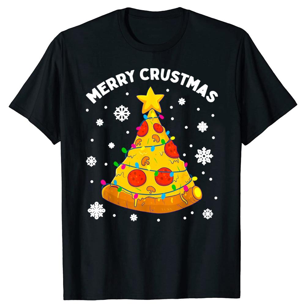 

Funny Merry Crustmas Pizza Tree Xmas Graphic T-shirts Tshirt Men Women s Fashion Casual Oversized 100% Cotton T Shirt - Men s... 5XL різнокольоровий