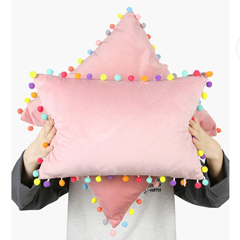 Soft Velvet Cushion Cover Decor Ball Tassel Throw Pillow Case Solid Color Luxury Home Decor Living Room Sofa Seat Pillowcase