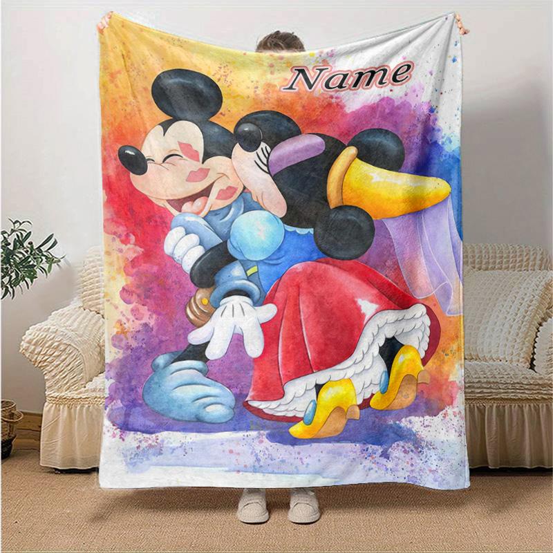 Coperta Artistica Personalizzata 1pz Topolino, Coperta Morbida e Confortevole, Calda per il Tempo Libero, Coperta da Campeggio e Viaggio, Regalo di Compleanno Q910124