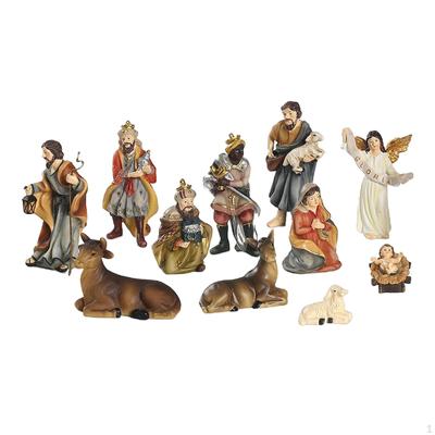 Krippenfiguren, weihnachtliche Tischdekoration, Figuren, 11 Stück, mehrfarbig