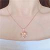 Exquisite Rose Gold-Plated Women'S Russian Purple Gold Shiny Peach Heart Pendant Versatile Fashion 585 Colored Gold Collarbone Chain