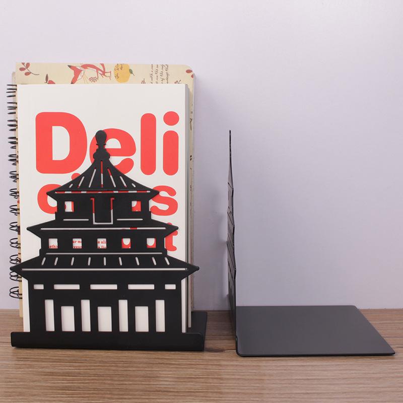 Creative Wrought Iron Metal Book Storage Rack and Personalized Hollowed-Out Bookends