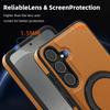 For Samsung Galaxy S25+ Case with Ring Kickstand Magnetic Case PU Leather Back Cover