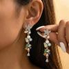 Luxury Colorful Zircon Star Long Tassel Dangle Earrings for Women Delicate Crystal Waterdrop Earring Girls Party Wedding Jewelry