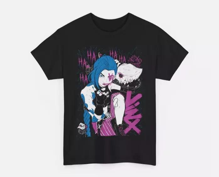 Anime Jinx Arcane Black T Shirt Size S 4XL S