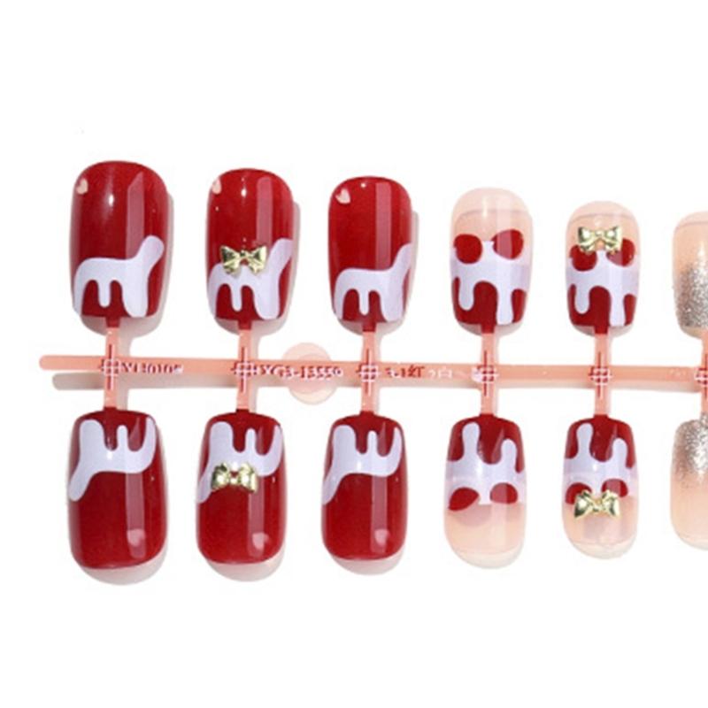 Christmas Themed Red White French Tip False Nail With Elegant ABS Material For Holiday Parties And Daily Wear