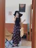 2024 French Retro Floral Pleated High-Waist Maxi Chiffon Skirt