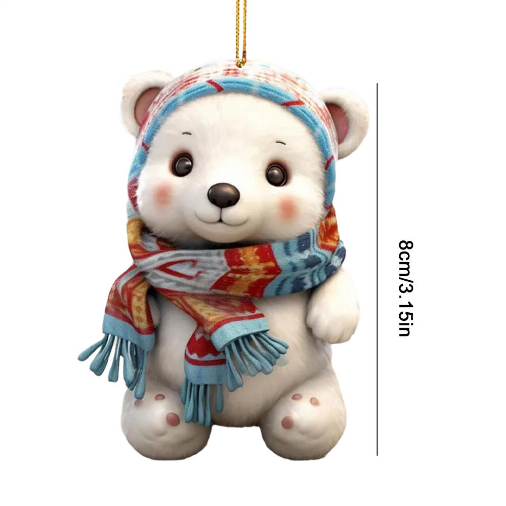 Retro Christmas Polar Bear Room Ornament Christmas Pendant Acrylic Polar Bear Ornament Christmas Ornament New Year Gift