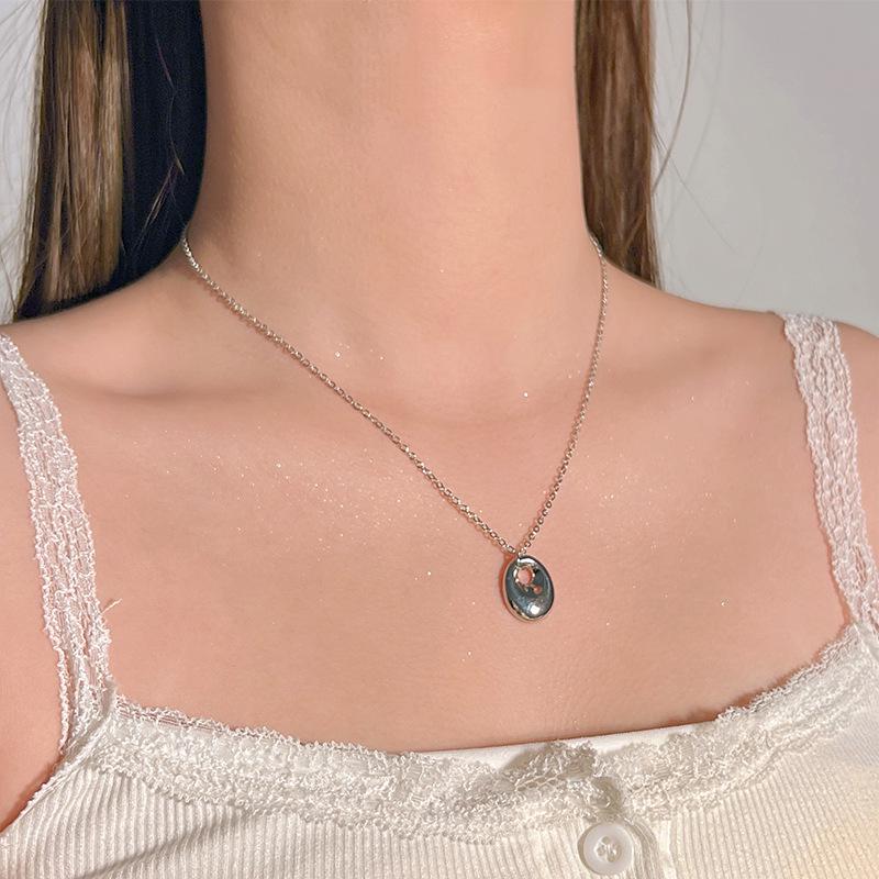 Elegante Collana con Perle d'Argento e Zaffiri - Catena per Clavicola Anti-Sbiadimento, Versatile per Donna