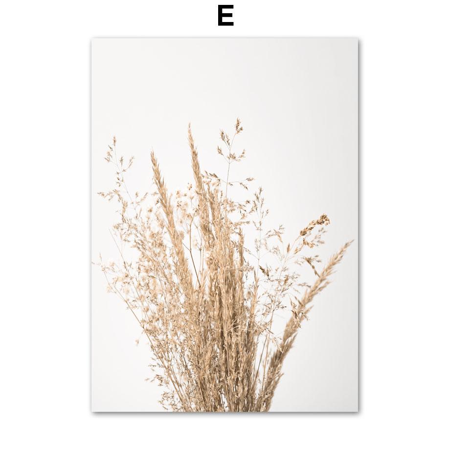 Wall Art Print Beige Dandelion White Flower Palm Leaf Grass Quotes Canvas Painting Nordic Poster Decor Pictures For Living Room