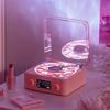Retro Pikap Hoparlörlü Beyaz Gürültülü Kablosuz Bluetooth Vinil Kayıt Çalar Stereo Ses RGB Projeksiyon Lambası Efekti