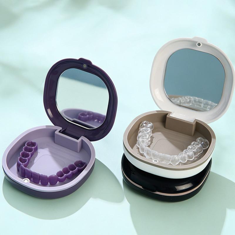 1Pcs Magnetic Cover Fake Teeth Denture Storage Case With Mirror Retainer Box Mouth Guard Aligner Braces Container Organizer