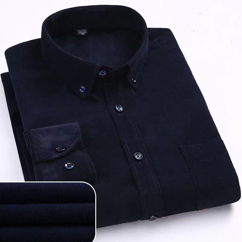 Men's Vintage Corduroy Long Sleeve Shirt - Pure Cotton Business Casual