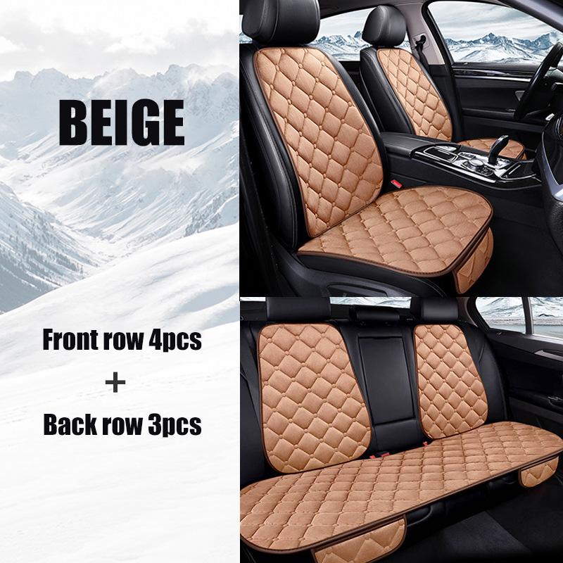 7PCS Set Warm Plush Car Seat Cushion Cover Backrest Front Rear Seat Protector Case Wear-resistant Universal Auto