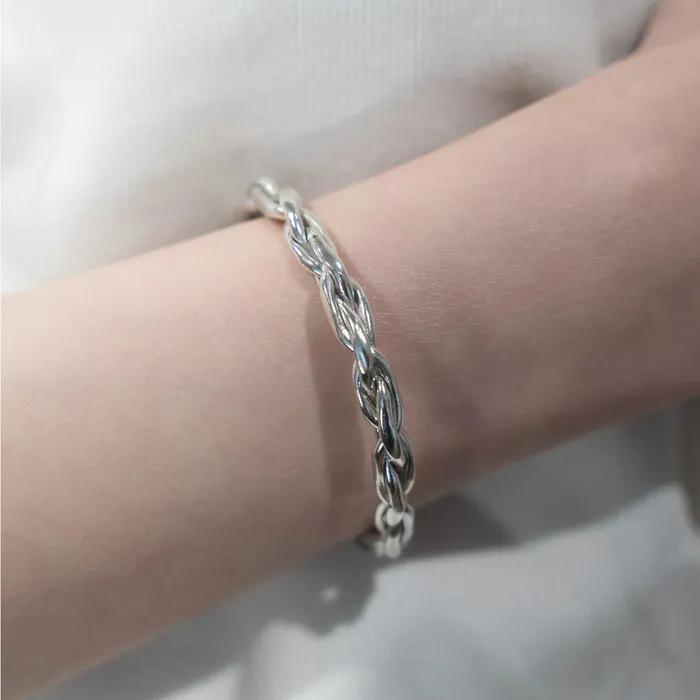 HR 13Bsilver Rope Bangle Bracelet (Silver 925)