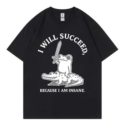 Funny Frog Riding Crocodile Meme T-shirts Men Women High Street Fashion Trend T Shirt Summer Casual Cotton Short Sleeve T-shirt
