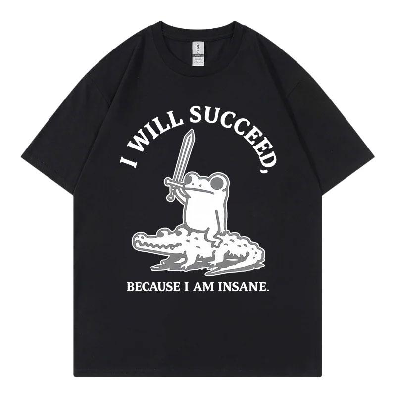 Funny Frog Riding Crocodile Meme T-shirts Men Women High Street Fashion Trend T Shirt Summer Casual Cotton Short Sleeve T-shirt