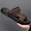 High-end Leather Sandals, Men's Outer Wear, Summer New Fashion, One Shoe or Two, Wear Thick-soled, One-word Cool Slippers