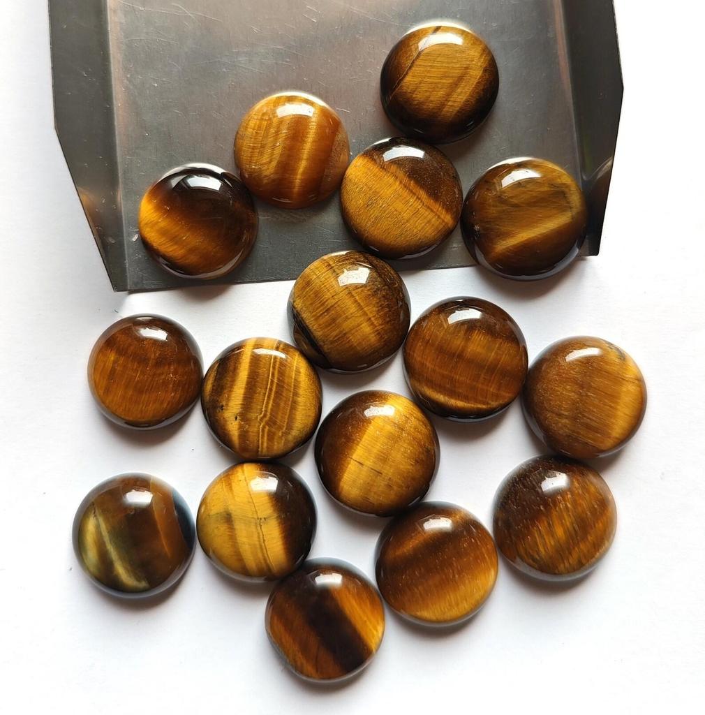 Natürlicher Tigerauge Runder Cabochon Edelstein | Goldbrauner Tigerauge Loser Stein
