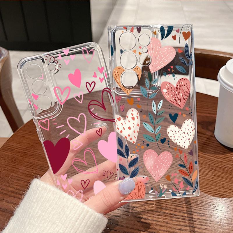 Pink Love Hearts Eye Case For Samsung Galaxy S26 Ultra S25 FE S24 S23 S22 A54 A15 A35 A55 A16 A36 A56 A17 A37 A57 5G Soft Cover