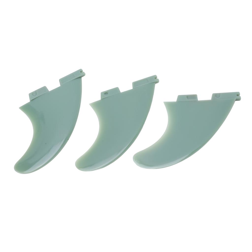 3pcs Surfboard Tail Fin Fiberglass Paddle Board Fin Replacement Green Surf Accessories