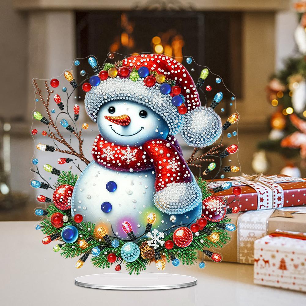 2D Flat Print Xmas DIY Special Shape Table Top Diamond Painting Ornament Kits Desktop Diamond Art Kits Bedroom Table Decoration