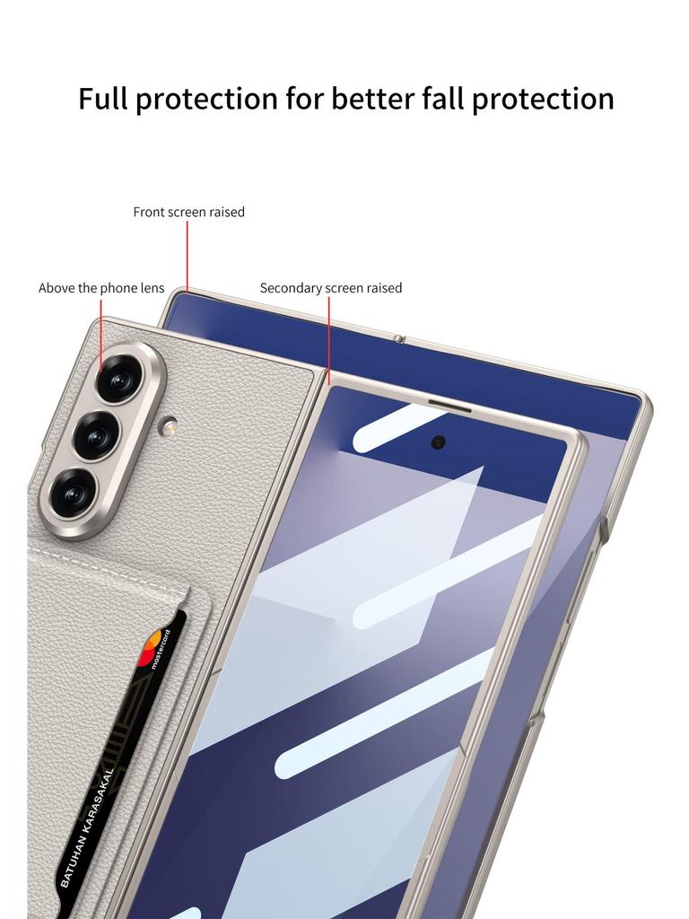 Samsung Z Fold7 Ultra-Thin Leather Phone Case with Card Holder & Stand