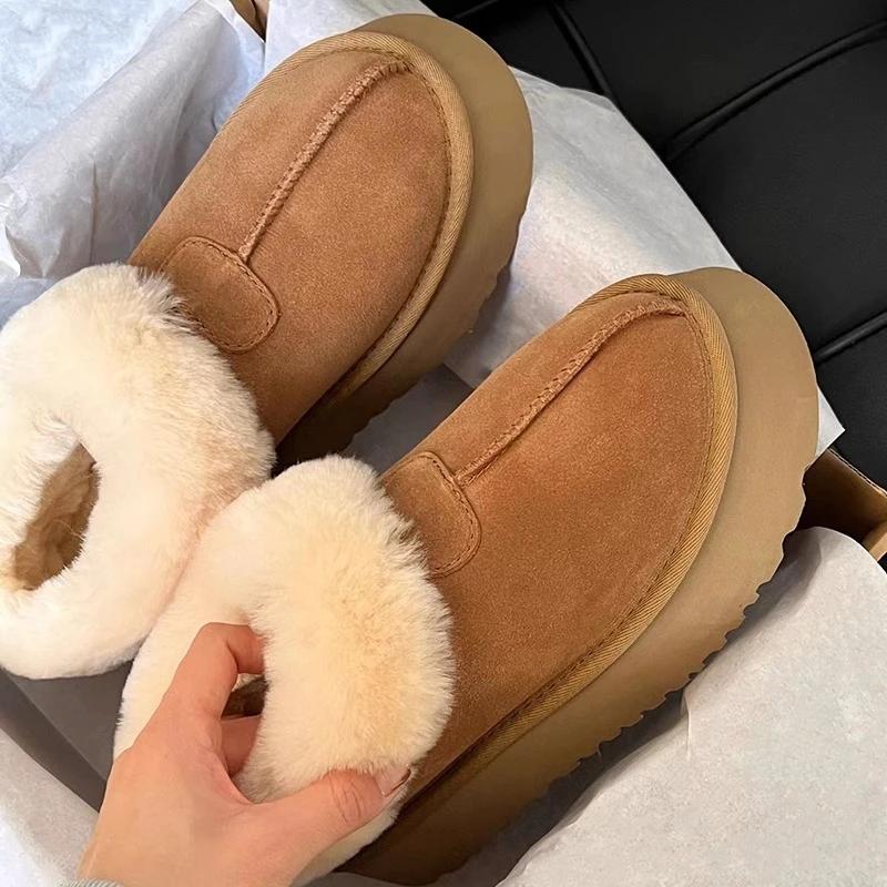 Fashion Ladies Shoes 2024 Hot Sale Sleeve Women's Boots Winter Round Toe Plush Fleece for Warmth Solid Short Barrel Platform Snow Boots
