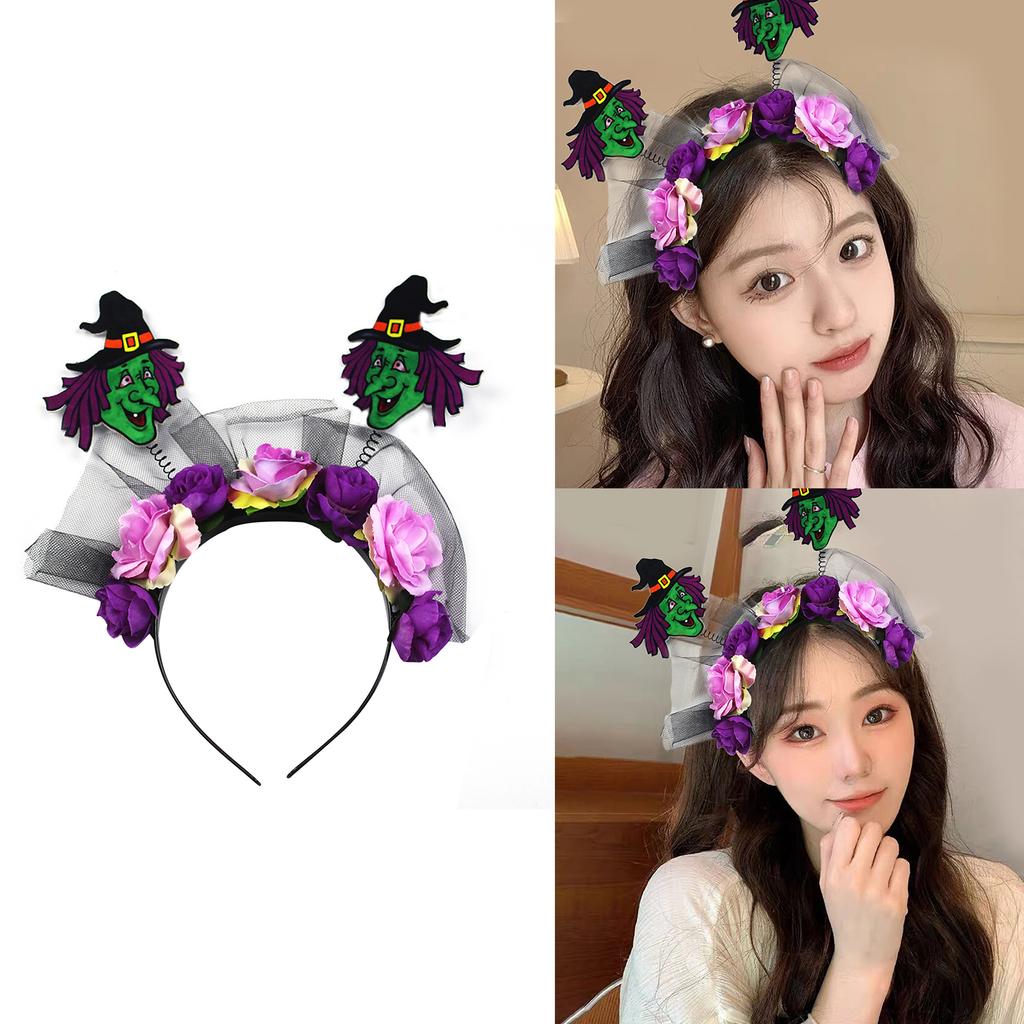Witch Headband Children Dress Up Flower Headwear Hair Accessories for Children Witch Costume Supplies Props