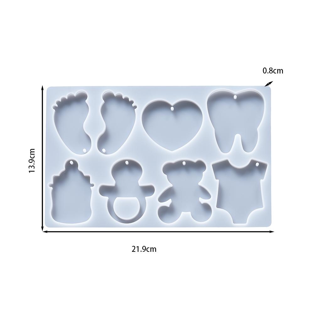 Baby Foot Heart Bear Key Earring Silicone Mold for DIY Epoxy Resin Craft Necklace Pendant Ornament Jewelry Making Findings