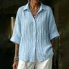 Women's Cotton Linen Loose Fit Color Single Breasted Casual Button Down Shirt for Commute