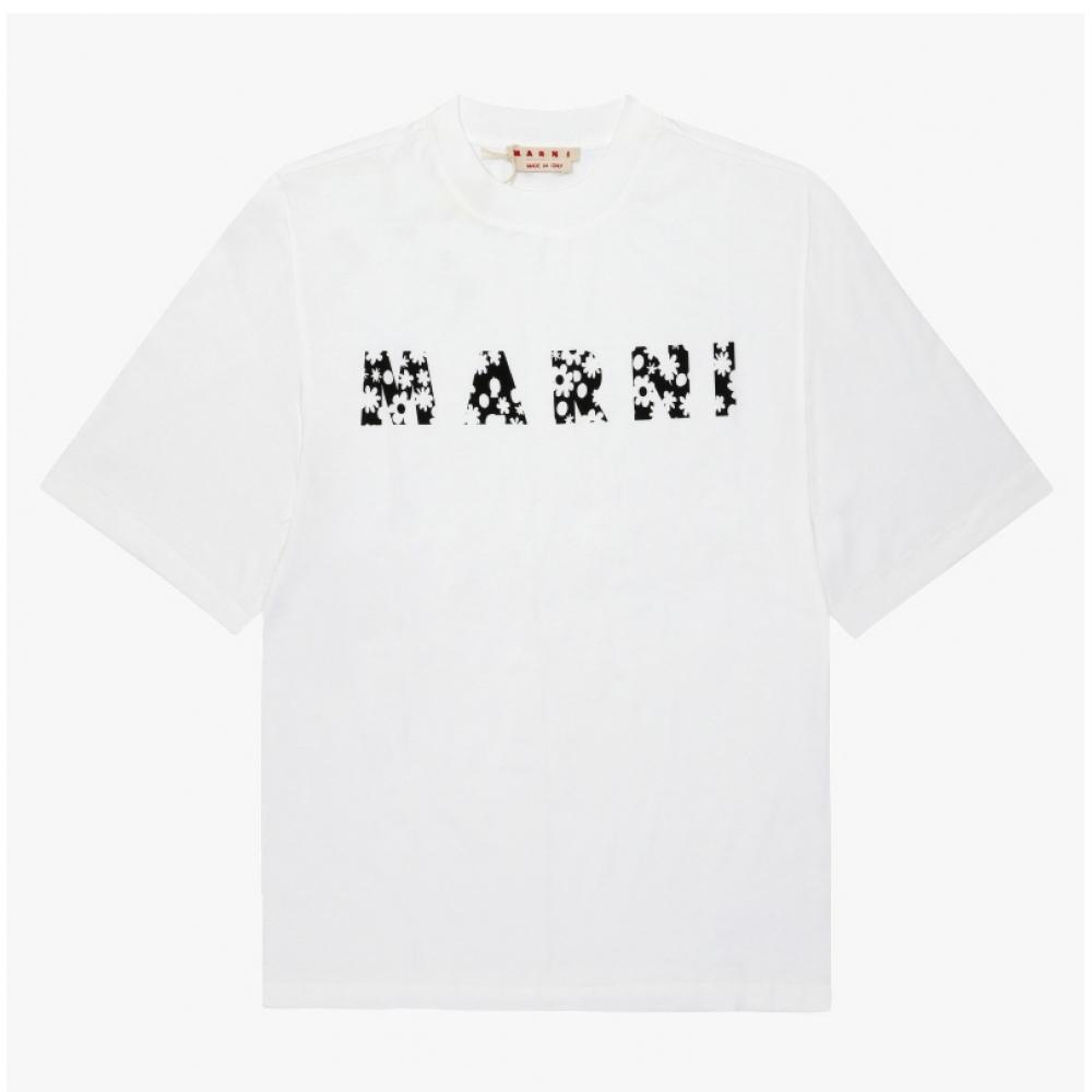 Marni Women S ShorT Sleeve T ShirT Flower Logo ThjeT49p15 uScx50 Flw01