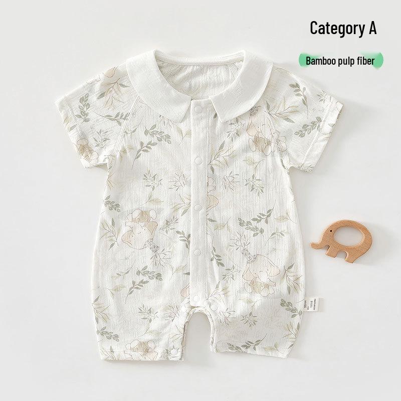 Newborn Summer Bamboo Bodysuit: Breathable Short Sleeve One-Piece Romper